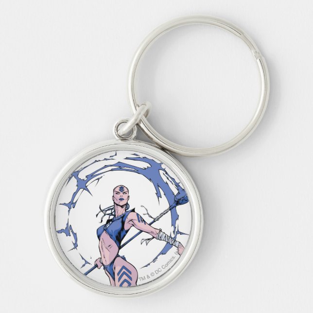 Indigo Tribe 7 Rund Silverfärgad Nyckelring (Framsidan)