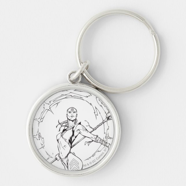 Indigo Tribe 9 Rund Silverfärgad Nyckelring (Framsidan)