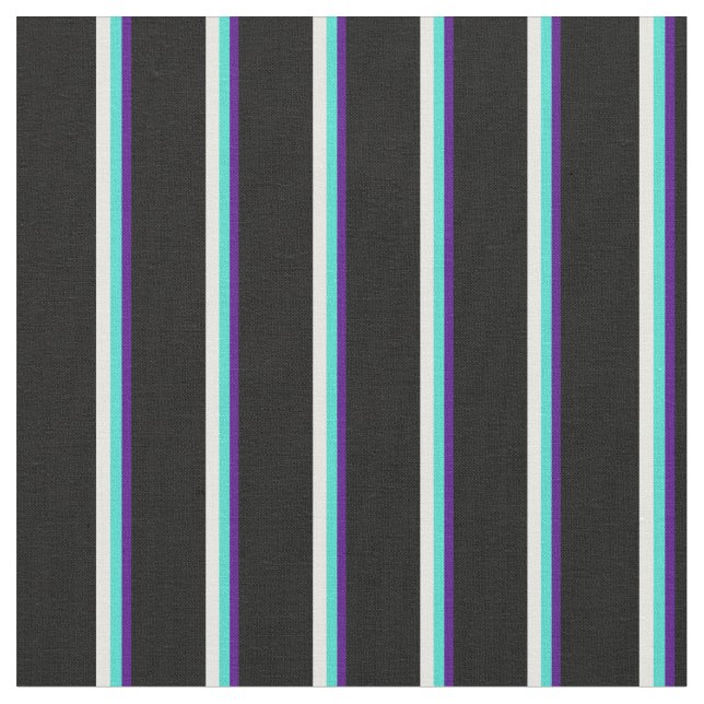 Indigo, turkos, Mint Cream och Black Mönster Tyg (Närbild)