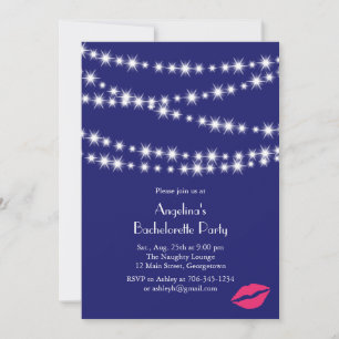 Indigo Twinkle Ljus Bachelorette Party Inbjudningar