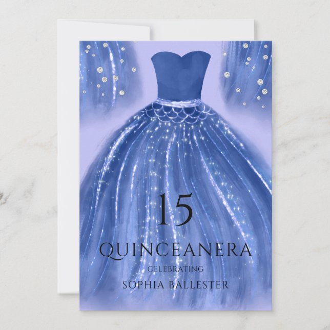 Indigo under Sjöjungfrun Quinceanera Inbjudningar (Framsida)