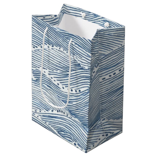 Indigo Våg Linje Konst (Framsidan Vinklad)