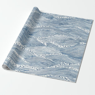 Indigo Våg Linjekonst Presentpapper