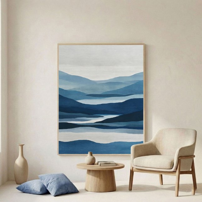 Indigo Valley Layers Abstract Wall Art Poster (Skapare uppladdad)