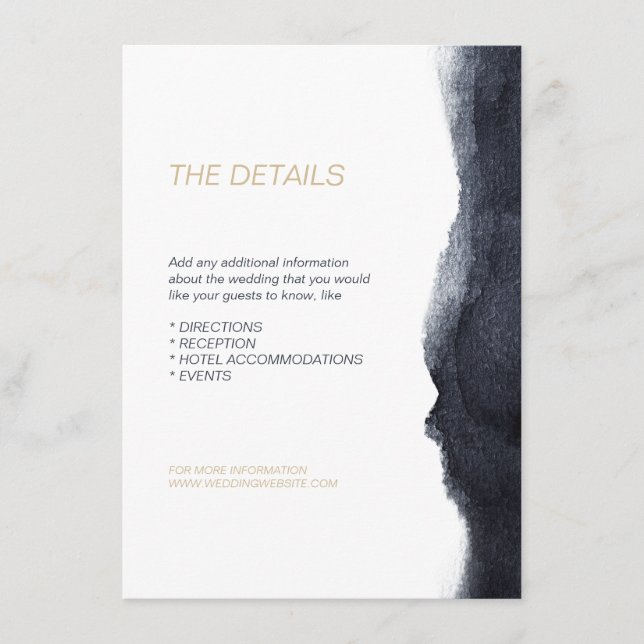 Indigo vattencolor modern enkel bröllop-riktning tilläggskort (Framsida)