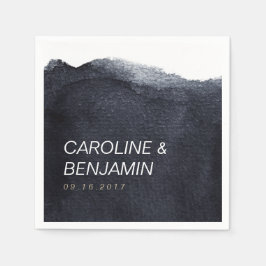 Indigo vattenfärg modern enkel bröllop pappersservett