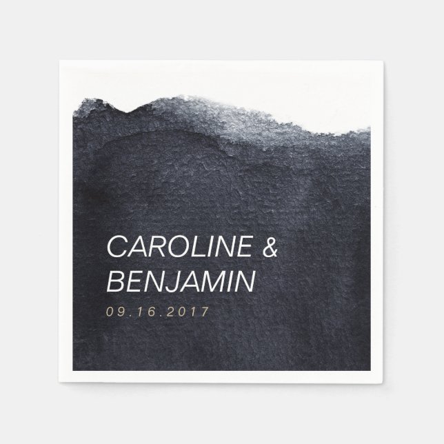 Indigo vattenfärg modern enkel bröllop pappersservett (Framsidan)