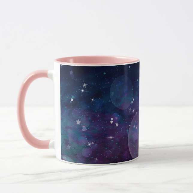 Indigo Violett Pretty Sparkle Ljus Hjärtan & Stjär Mugg (Vänster)
