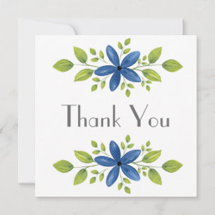 Indigo Watercolor Blommigt Swag 2 Tack Kort