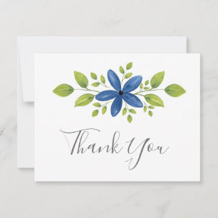 Indigo Watercolor Blommigt Swag 2 Tack Kort