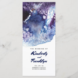 Indigo Watercolor Crystals Modern Bröllopsprograms Program