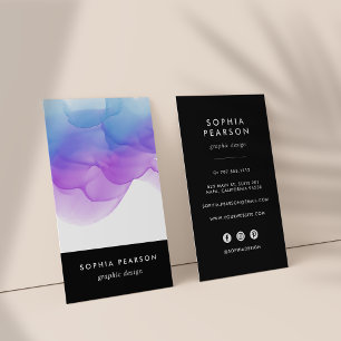 Indigo Watercolor Flot Lodrät Social Media Visitkort