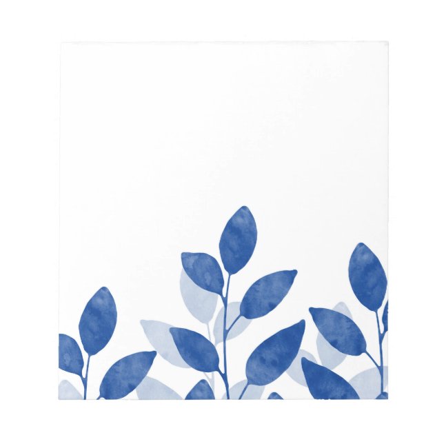 Indigo Watercolor Löv Anteckningsblock (Framsida)