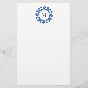 Indigo Watercolor Silver Dollar Eucalyptus Utandni Brevpapper