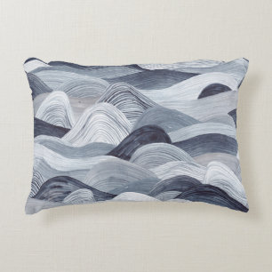 Indigo Watercolor Wave Seamless Prydnadskudde