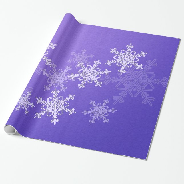 Indigo White Snöflingor - minimalistisk jul Presentpapper (Utrullad)