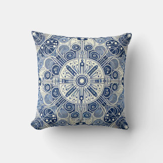 Indigo & White Symmetrisk design Kudde