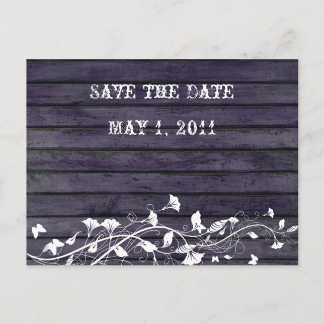 Indigo Wood Save Date Meddelande Vykort (Framsida)