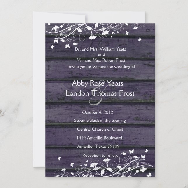 Indigo Wood Wedding bjudan Inbjudningar (Framsida)