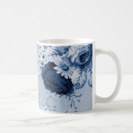 Indigoblå blåttvintage blom- Toile No.4 Kaffemugg