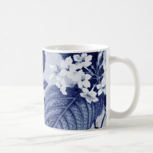 Indigoblå botanisk blåttvintage & krypblommigt kaffemugg