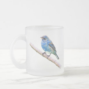 Indigoblå Bunting avbildar Frostad Glasmugg