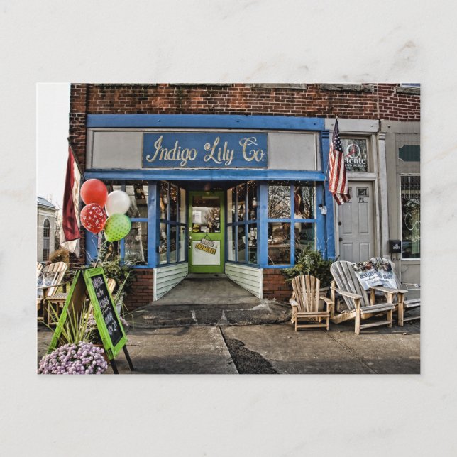 Indigoblå lilja Co. Vykort (Framsida)