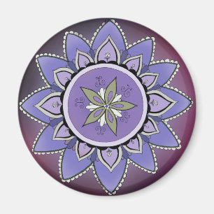 Indigoblå lotusblommamagnet (rundan) magnet