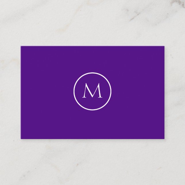 Indigoblå Minimalist Monogrammed elegant Visitkort (Framsida)