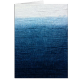 Indigoblå Ombre bleknar doppet färgade Shibori Hälsningskort