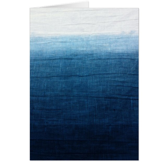 Indigoblå Ombre bleknar doppet färgade Shibori Hälsningskort (Framsidan)