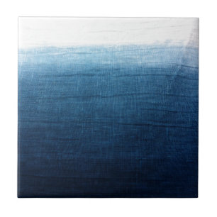 Indigoblå Ombre bleknar doppet färgade Shibori Kakelplatta
