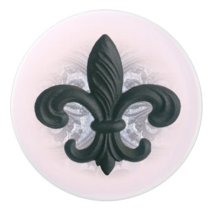 indigoblått/steg "järn fleur de lis" det kabinet knopp