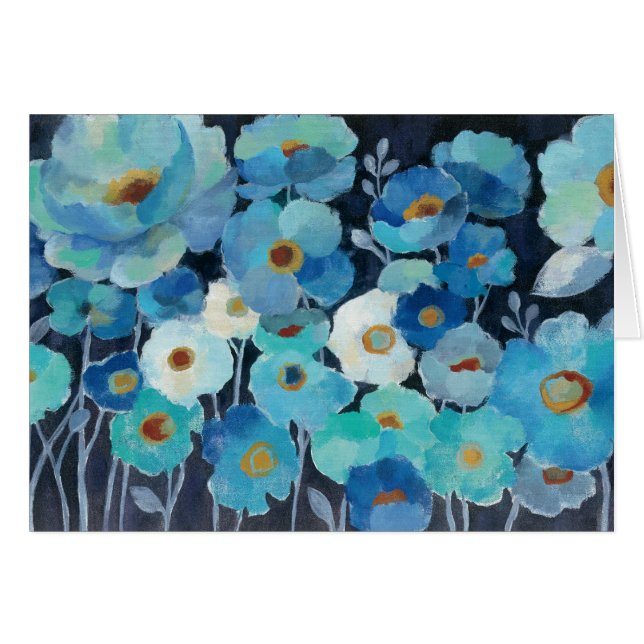 Indigoblåttblommor Hälsningskort (Framsidan Horizontal)