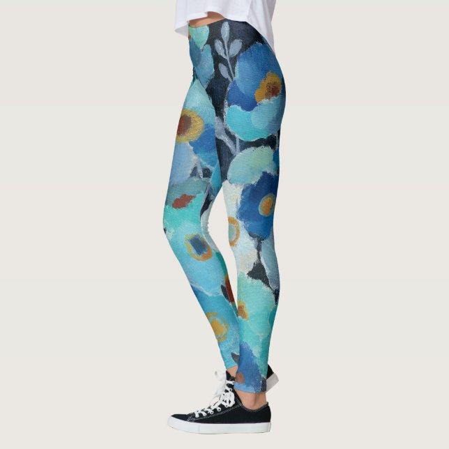 Indigoblåttblommor Leggings (Vänster)