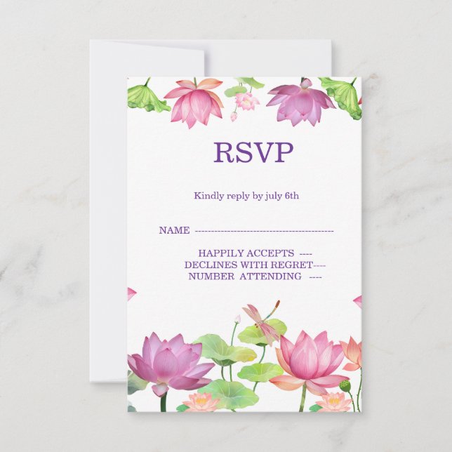 Indiiskt bröllop Lotus Blommig RSVP-kort OSA Kort (Framsida)