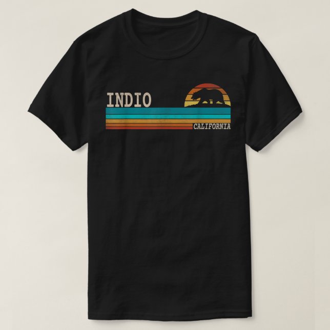 Indio California State Bear Retro Sunset T Shirt (Design framsida)