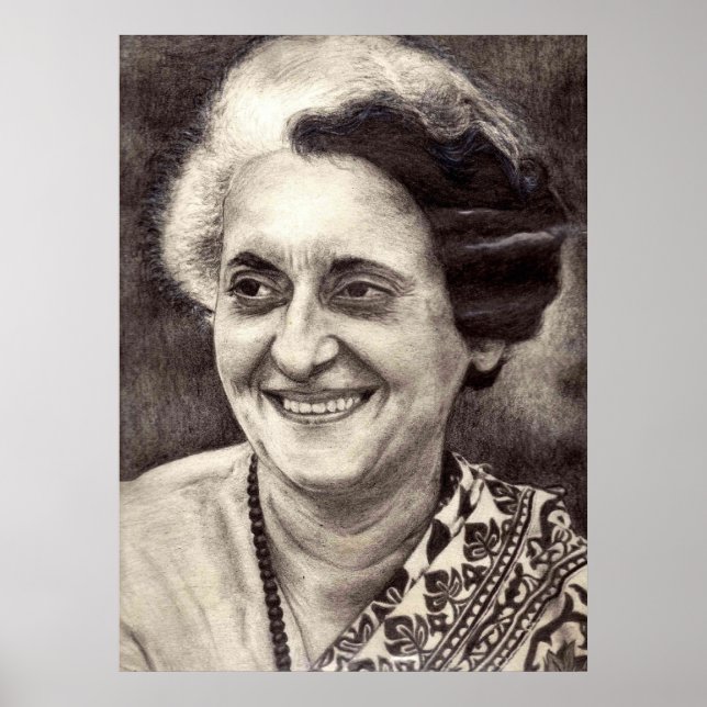 Indira Gandhi Porträtt Poster (Framsidan)