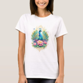 Indischer Frühling - Pfau mit Lotus & Gold T Shirt