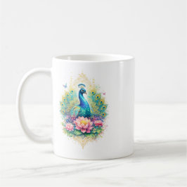 Indischer Frühling - Pfau mit Lotus Kaffemugg