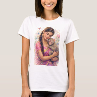 Indischer Frühling - Porträt Liebevoller Affe T Shirt