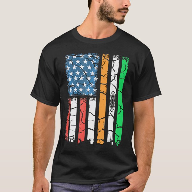 Indisk amerikansk Flagga Usa Patriot India T Shirt (Framsida)
