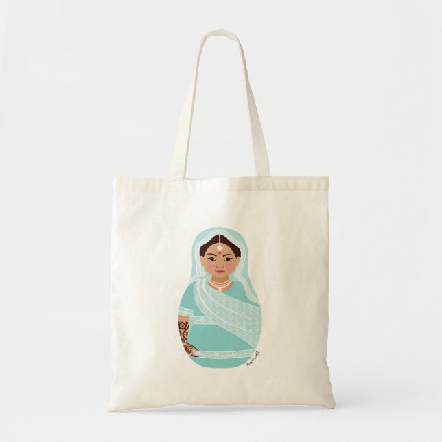 Indisk (Aqua) Matryoshka Bag Tygkasse (Framsidan)
