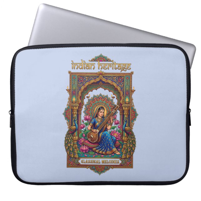 Indisk arv: klassisk musiker Veena-konst Laptop Fodral (Framsidan)
