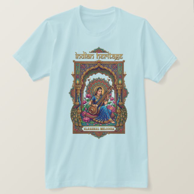 Indisk arv: klassisk musiker Veena-konst T Shirt (Design framsida)