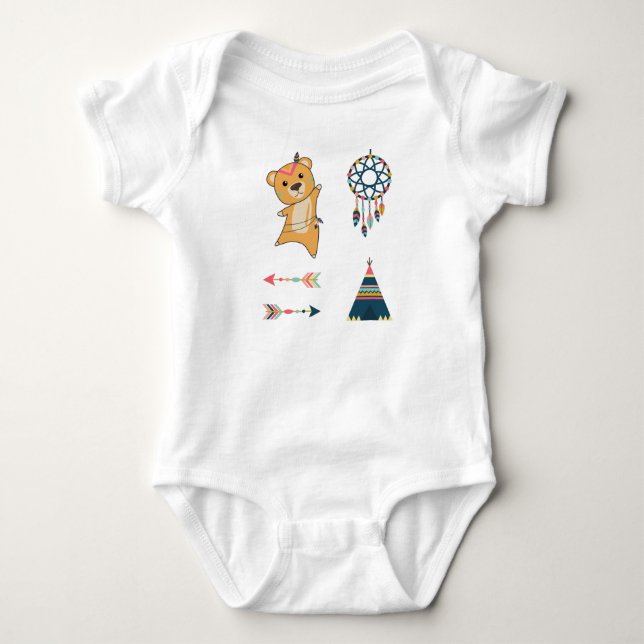 Indisk Björn Gul Mode Teddyfjäder T Shirt (Framsida)