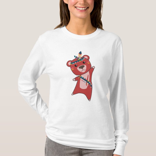 Indisk björnstädda Teddy Feather Cute T Shirt (Framsida)