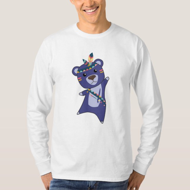 Indisk blå björn Fash Teddy Feather T Shirt (Framsida)