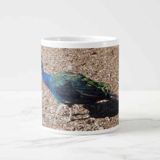 Indisk blå påfågel jätte mugg jumbo mugg (Framsidan)