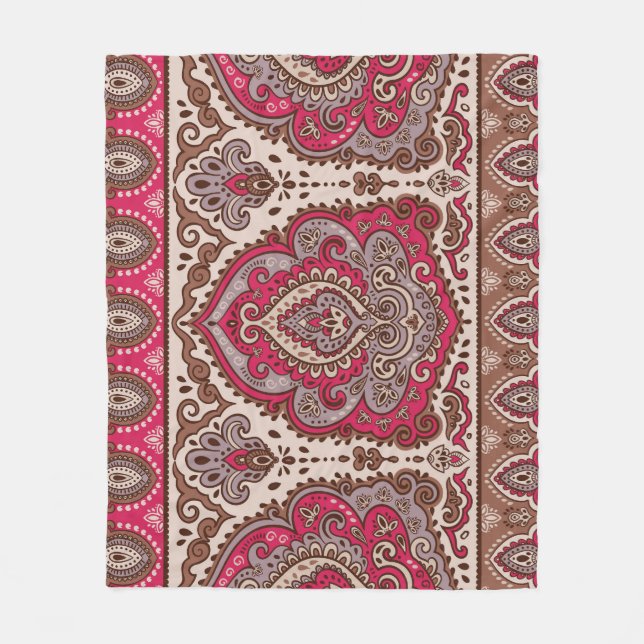 Indisk blommigt paisley, etnisk mandala mönster. fleecefilt (Framsidan)